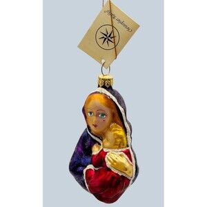 Christopher Radko Glass Hand Painted Mouth Blown Ornament Madonna And Child 4in